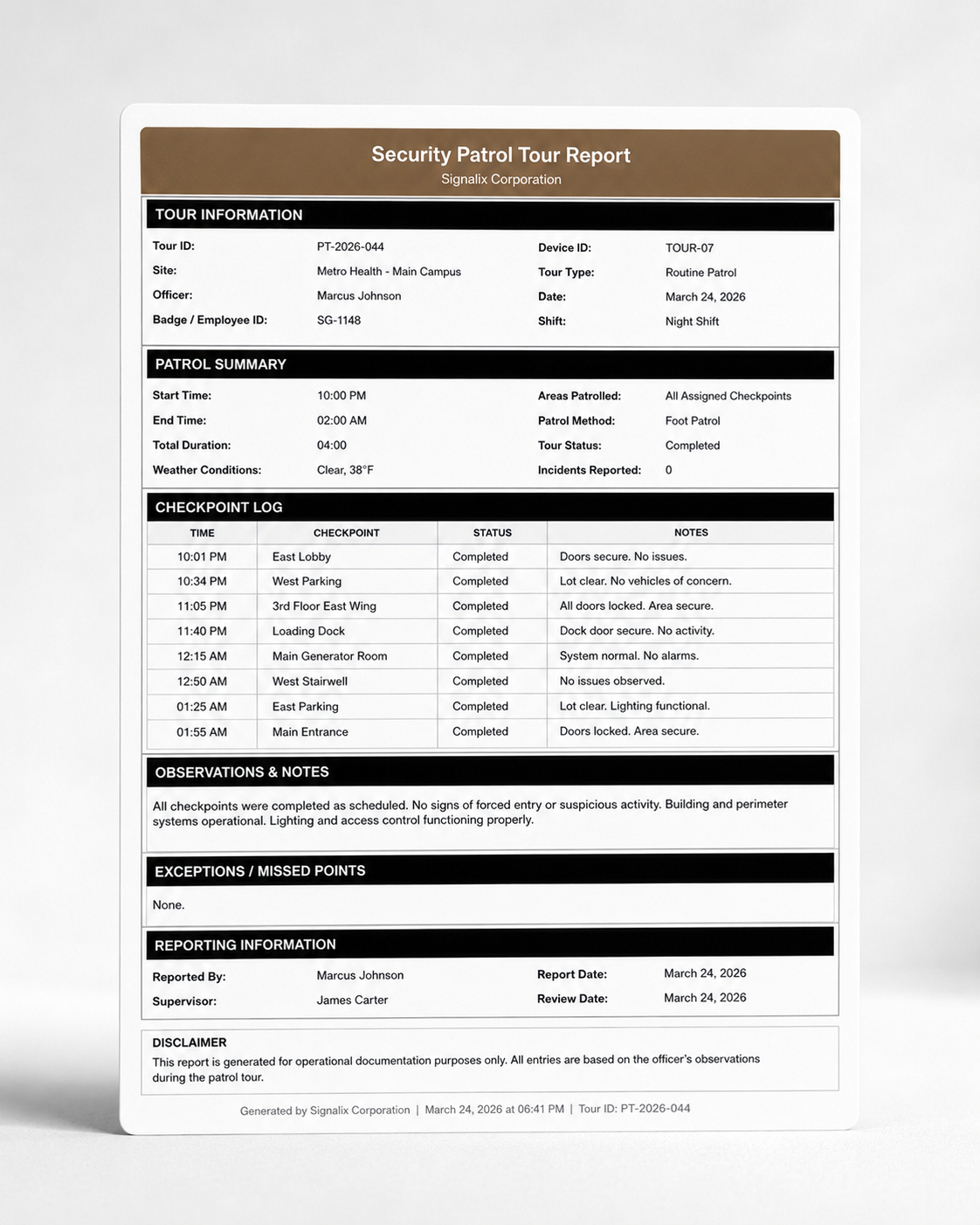 Signalix live operations and patrol activity view
