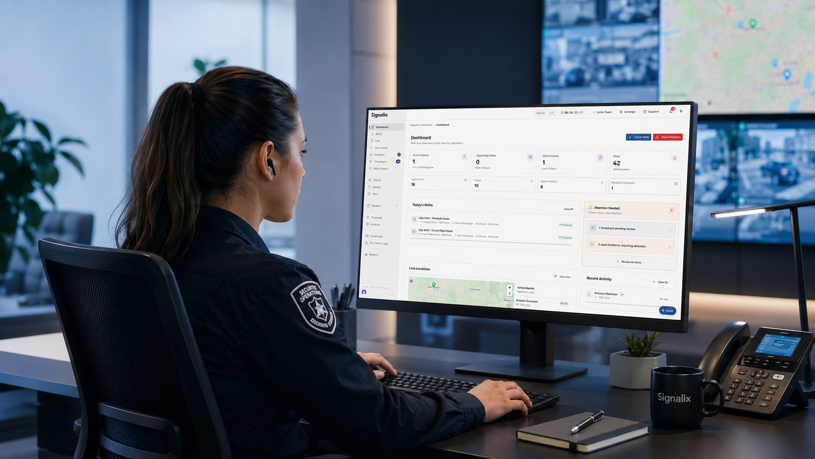 Signalix security operations specialist at command center