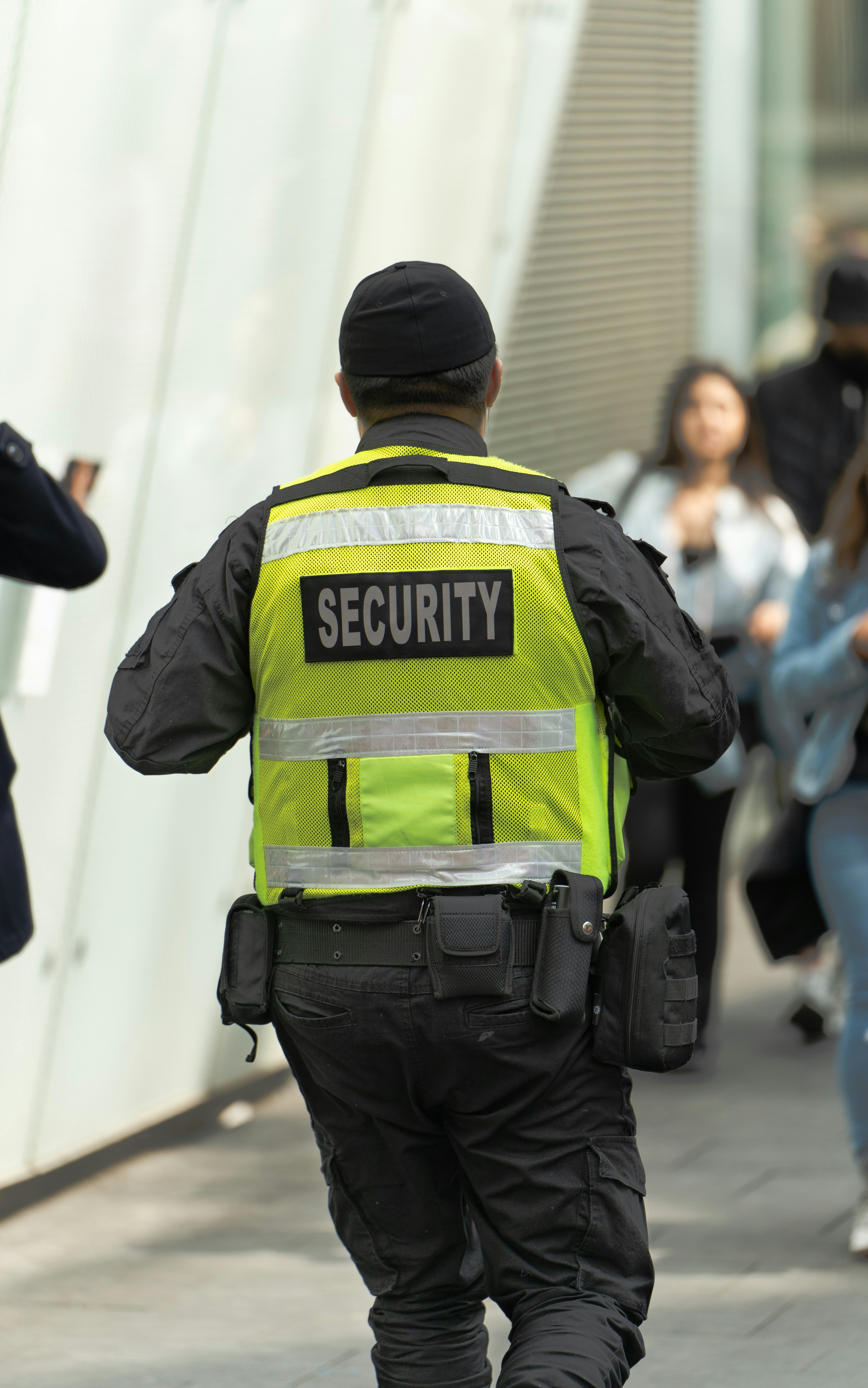Security officer coordinating operations at a client site